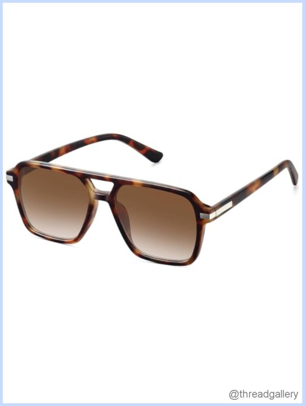 Retro Aviator Sunglasses Square Double Bridge Vintage UV400 Unisex